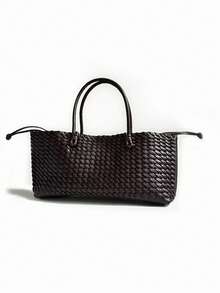 Elegant And Minimalist Style Fashionable Woven Pattern Handbag, Business Style Retro Versatile Practical Texture Handbag, Suitable For Commuting. - Redwood - View 3