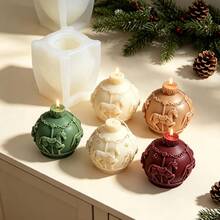 1/2PCS Carousel Horse Sphere Candle Silicone Mold Set, Vintage Rotating Horse Ball Aromatherapy Candle Mould For DIY Handmade Soap, Resin Gypsum Diffuser Stone, Home Decor Holiday Gift - Carousel - View 4