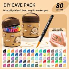 1pc (Capybara) Soft Tip Direct Liquid Acrylic Marker Pen, Professional Art Student Use, 24/36/48/60/80 Colors, Opaque Layerable Acrylic Paint Pens - Multicolor - View 11