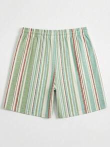 Men's Summer Crew Neck Casual T-Shirt And Casual Shorts Loungewear Set - Olive Green - View 5