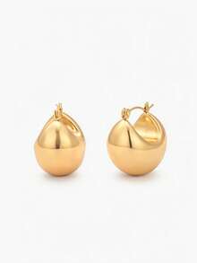 Vandermere Metallic Glossy Half Circle Hollow Out Earrings, Subtle Luxury Minimalist Style Daily Wear Accessories - Gold - View 2