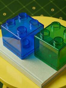 Building Block Shaped Transparent Piggy Bank, Stackable, Dopamine Style, Green/Yellow/Red/Blue, Home Decor Ornament, Suitable For Living Room/Bedroom/Study, Perfect For Back To School, Halloween, Christmas - Multicolor - View 6