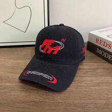1pc Letter Street Polyester (Polyester) Embroidered Decor American Heavy Embroidery Baseball Cap Wide Brim Men Large Face Slimming High Street Baseball Cap Big Head Circumference Couple Brand Spring Summer Autumn Winter - Baseball Cap - View 10