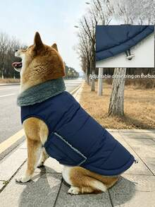 Winter Warm Dog Vest, Fleece Lined Adjustable Pet Coat With Chest Strap Holes, Suitable For Small, Medium And Large Dogs, Cold-Proof Snow Gear - Navy Blue - View 3