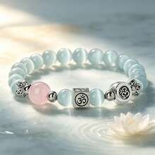 1 Buah Gelang Spacer Simbol OM Batu Alam Berwarna-warni dengan Manik Kristal, Gelang Elastis untuk Wanita dan Pasangan, Perhiasan untuk Pemakaian Sehari-hari, Hadiah. - MultiWarna - View 1