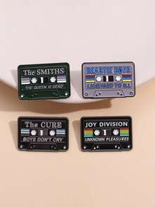 Vintage Cassette Tape Metal Alloy Rainbow Striped Brooch Women's Daily Music Accessory - Multicolor - View 5