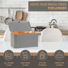 Crystals Modern Grey Bread Bin With Magnetic Lid - View 4