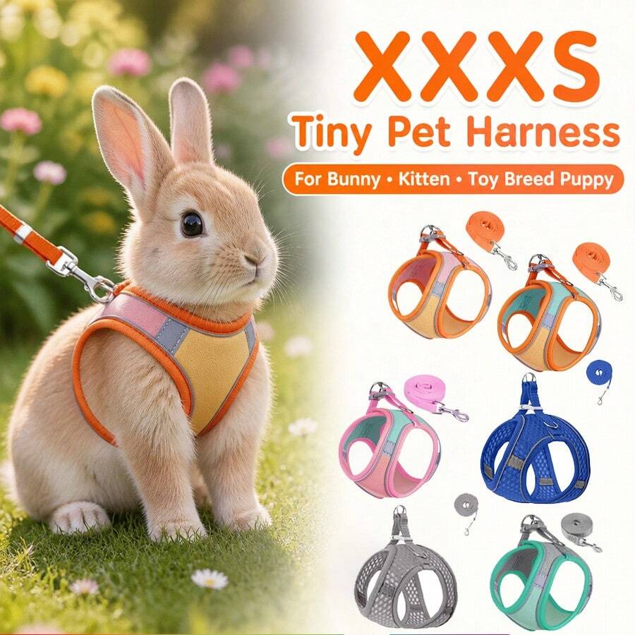 XXXS Extra Small Pet Harness, Suitable For Rabbits, Kittens, Chihuahua Puppies And Other Small Animals, Random Color - Multicolor - View 1
