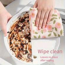 6pcs Set 2 Dish Sponges + 2 Hooks + 2 Coral Fleece Cleaning Cloths, Super Absorbent Quick Dry Soft Reusable Wipes For Kitchen, Bathroom, Glass, Car Wash, Coral Pink Pattern - 2 Sponges + 2 Towels + 2 Hooks - View 3