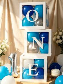 1 Set White Transparent Letter Baby Shower Decoration Box, Suitable For Baby Shower Decoration, Gender Reveal Party, Halloween Decoration, Christmas Decoration, Birthday Decoration Background Photography Props, Home Decor, Fireplace Decoration - White - View 1
