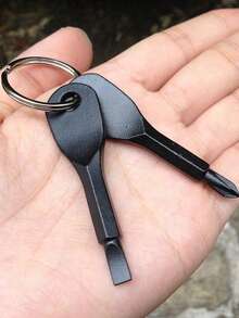 1/2PCS Portable Screwdriver And Flathead Screwdriver Keychain Set - Camping Accessories, Multi-Function Mini Pocket Repair Tool, Gadget, Car Accessory, Bag Charm, School Gothic Y2K Christmas Gift, Outdoor EDC Multi-Tool - Multiple Styles - View 1