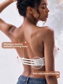 1pc Strapless Push-Up Lace Thickened Convertible Multi-Way Underwire Bra, Can Increase 1 Cup Size, Multiple Wearing Styles - Apricot - View 6