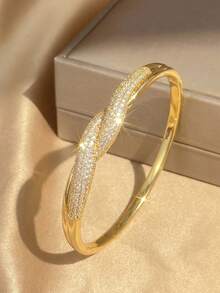 18K Gold Plated Anti-Fade Cubic Zirconia Bracelet Set, Women's Bohemian Style Personalized Jewelry, Suitable For Wedding, Party, Daily, Vacation, Beach, Festival - Multicolor - View 8