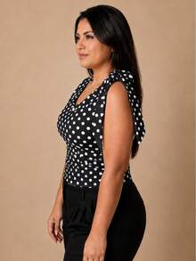 Plus Size Blouses - ลายจุดสีขาว - ดู 4