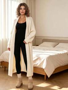 2pcs/Set Women's Winter Clothing 2-In-1 With Built-In Padding, Comfortable Minimalist Slimming Warm Pajama Set - Multicolor - View 8
