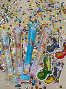 6pcs - 13 Inch Auto-Inflating Confetti Balloon Firework Sticks, Colorful Confetti Balloon Firework Sticks, Holiday Atmosphere Birthday Wedding Decoration Gift Party Supplies - Random Color And Style - Multicolor - View 4