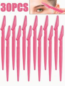 30/20/10/5/1pc Pink Eyebrow Trimmer And Razor Set, Exfoliation And Hair Removal Tool, Body Hair Removal Trimmer And Facial And Set, Long-Handled Blade With Precision Protective Cover, Suitable For Women To Trim Eyebrows When Traveling - Pink - View 9