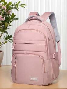 Men's Versatile Solid Color Casual Backpack, Stylish Large Capacity College Style Waterproof And Durable High School Student Bag - Multicolor - View 8