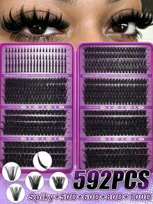 456/584/640 Clusters Single Strand False Eyelashes, Eyelash Storage Book, Cluster False Eyelashes, DIY Home Eyelash Extensions, Spiky Style Eyelashes, Medusa Style Eyelashes, "Fairy Style" Eyelashes, Multi-Function False Eyelash Set - Suitable For Daily Makeup - Multicolor - View 16