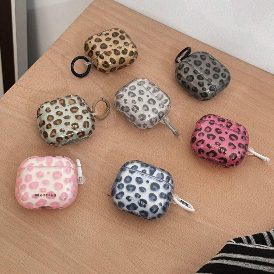 European And American 7-Color Transparent Leopard Print + Ring Earphone Case Compatible With AirPods Pro 3 New Pro 2 Protective Cover Pro Cute Apple 4 Minimalist 3 Personalized 1/2 Generation Girls Earphone Case Protective Cover Spring/Summer Earphone Case/Birthday Gift/Holiday Gift - Multicolor - View 1