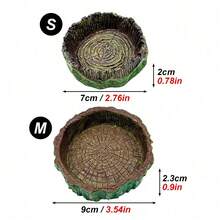1pc Tree Stump Shaped Reptile Feeding Bowl, Resin Water Dish With Stable Base, Suitable For Geckos, Frogs And Turtles, Pet Feeding Basin Natural Habitat Accessory, Reptile Tank Decoration, Suitable For Glass Tank - Multicolor - View 12