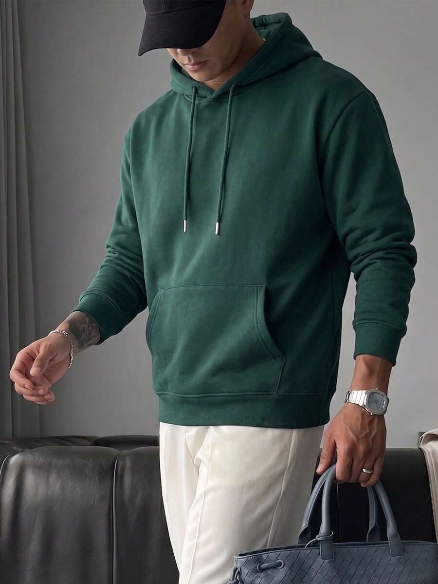 Striville Men's Basic Casual Long Sleeve Pullover Hoodie - Green - View 1