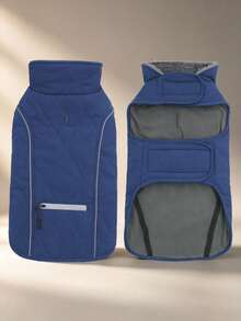 Metglad Quilted Dog Winter Coat, Cold‑Resistant Pet Jacket With Storage Pocket, Reflective Adjustable Cold‑Weather Dog Snow Suit, Indoor & Outdoor Wear For Small, Medium & Large Dogs - Dusty Blue - View 5