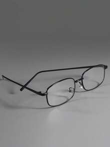 1pc Men's Narrow Silver Frame Thin Rim Eyeglasses, Japanese Style - Multicolor - View 6
