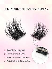 Asiteo 80Pcs Self‑Adhesive Cluster False Eyelashes,Subtle Natural Look,Lightweight Comfortable Segmented Eyelashes,Beginner‑Friendly DIY Eye Makeup,Daily Commuting Makeup - D - View 2