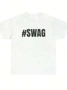 SWAG Slogan T-Shirt # SWAG Unique Y2K Streetwear Graphic Print Unisex Tee All Sizes,Summer T Shirts,Tops For Women. - White - View 6