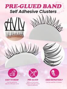 MAANGE 100 Clusters Self-Adhesive Idol Style False Eyelashes, Easy To Apply With Press-On Design, Breathable, Black U-Shaped Lashes, Korean Idol Style, Short Natural False Eyelashes, 11mm Thin And Long Lashes, Transparent Root, Lively Energy Style Eyelash Extensions, Eyelashes, Lash Clusters, Gift For Women - D - View 9