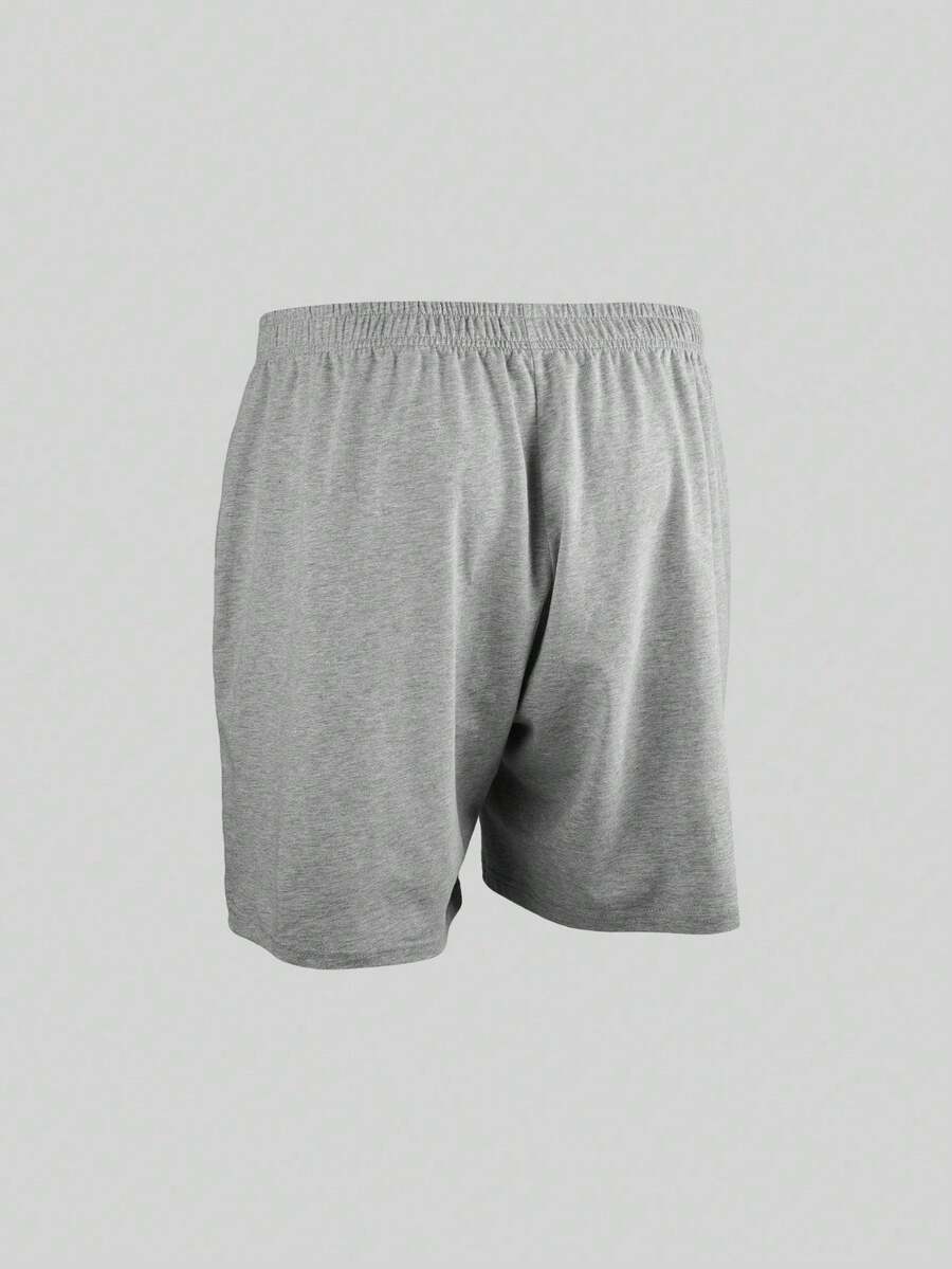 Norcotton 1pc Men's Grey Pure Cotton Elastic Waist 5-Inch Sports Shorts, Loose Casual Running Mid-Length Shorts, Home Shorts - Light Grey - View 1