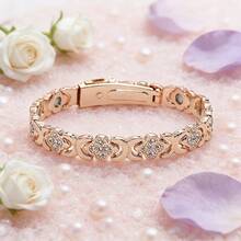 1pc Women's Pure Copper Four-Leaf Clover Bracelet With 3500 Gauss Strong Magnetic Copper Bracelet (Exquisite Gift Box Packaging. Refer To Product Video For Adjuster Usage Instructions) - Four Leaf Clover - View 2