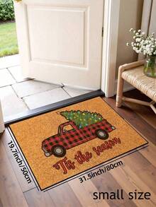 1pc Funny Christmas Truck & Christmas Tree Print Welcome Door Mat, Holiday Atmosphere Decor For Patio, Winter Outdoor Garden Welcome Mat, Home Decor - Mustard Yellow - View 9