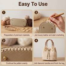7 Pcs DIY Bags Making Supplies Kit 2 Rhinestone Purse Handles+4 Purse Strap Mount Hook+1 PU Leather Purse Bottoms For Crocheting Bag Handbag Crafting - 7-piece Set - View 3