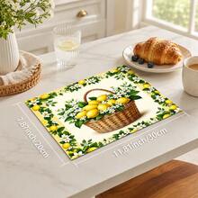 1pc Yellow Lemon Flower Basket Pattern Dish Drying Mat, Fresh Country Style, Quick-Dry Absorbent Material, 2D Flat Floral Print Design, Non-Slip Surface Protection, Suitable For Daily Kitchen, Dish Drying, Family Gatherings And Home Decor - Multicolor - View 8