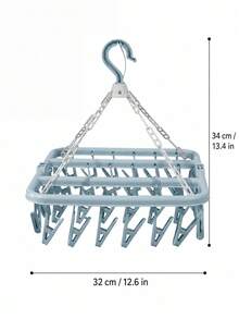 1pc 32-Clip Rotating Plastic Clothes Drying Rack, Foldable Sock And Underwear Hanger With Space-Saving Design, Small Laundry Organizer For Bedroom, Bathroom, Closet, Dorm Room And Laundry Room, Compact Indoor Outdoor Hanging Rack For Garment Care - Multiple Styles and Colors - View 12