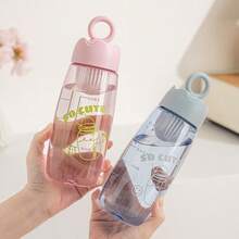 1pc Portable Outdoor Plastic Water Cup With Handle, Sealed Travel Cup, Cartoon Sports Water Bottle With Measurement Scale - Multicolor - View 4
