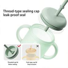 Newborn Baby Full Silicone Learning Cup, Dual Handle Large Mouth Direct Drink & Straw Dual-Use Cup, Baby Drinking Water & Milk Shatter-Resistant Straw Cup - Multicolor - View 10