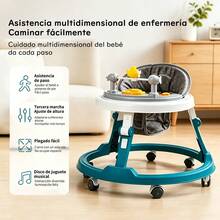 Andadera para Bebé 3 en 1 Multifuncional con Música y Luces, Plegable y Altura Ajustable para Bebés de 6 a 18 Meses - Azul - Ver 3