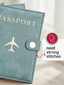 1pc Matte PU Passport Case, Snap‑Button Airplane Pattern Passport Wallet, Multi‑Card Slots Portable Document Organizer For Holiday & Flight Unisex - Multicolor - View 8