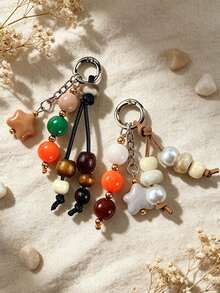Retro Beaded Star Bag Charm,Boho Beaded Keychain,Colorful Purse Charm, Handmade Bag Accessory,Unisex Wallet Charm,Gift For Women Fashionistas - Multicolor - View 3