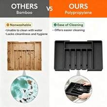 1pc Drawer Organizer, Expandable Kitchen Utensil Tray, Material Cutlery Holder, Adjustable Plastic Spoon Fork Knife Storage, Large Capacity Kitchen Utensil Accessories (Black, Grey, White) - Multicolor - View 12