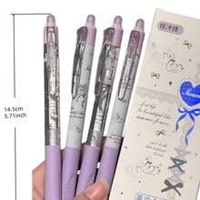 4 Pieces Of Erasable Push-Button Gel Pens, 0.5mm - ST Tip, Blue Ink Suitable For Daily Writing. High-Quality Erasable Blue Ink. Ideal For Students' Class Notes, Error Correction, And Daily Homework Writing Supplies. - Multicolor - View 5