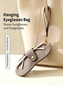 Portable Hanging Glasses Storage Bag, Anti-Loss Fashion Glasses Protective Storage Pouch, Lightweight PU Leather Glasses Carrying Case With Hanging Rope And Snap Button, Scratch-Resistant Travel Storage Bag, Suitable For Myopia Glasses, Fashion Glasses, Daily And Outdoor Use - Multicolor - View 6