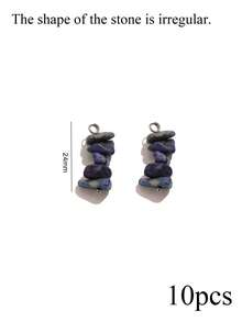 10-Piece Set Of Assorted-Color Stainless Steel Natural Irregular Pebble Pendants, Necklaces, And Earrings-DIY Jewelry Making Supplies - Pendants - View 8