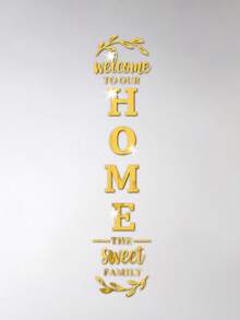 1 Set "Welcome To Our Home" 3D Acrylic Mirror Wall Sticker - Self-Adhesive Reflective Pattern, Suitable For Living Room, Bedroom, Bathroom - Elegant Beige And White Design With Olive Wreath Pattern, Mirror Wall Decal - Multicolor - View 12