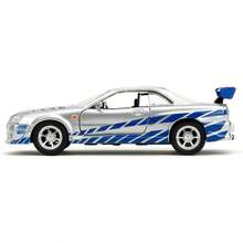Jada Toys Fast & Furious Brian's Nis-San Skyline GT-R BNR34 Die-Cast Model Car 1:32 Scale, Opening Doors Performance Vehicle Replica, Official Movie Licensed JDM Collectible For Car Enthusiasts, Racing Fans And Scale Model Collectors - Multicolor - View 4