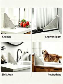 Reusable Splash Guard With Suction Cups For Bathtub, Sink And Shower Corner Waterproof Splash Guard Panel - Multicolor - View 7