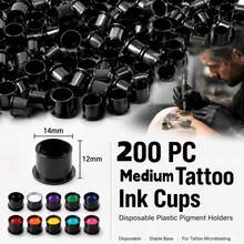 100/200/500/1000pcs Black Tattoo Ink Cup Lids (With Base), Disposable Tattoo Ink Cups, Tattoo Supplies Set - View 20